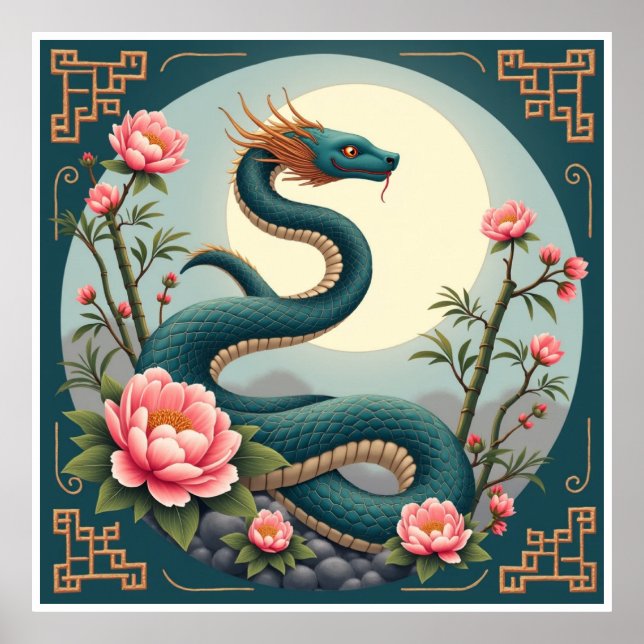 Blue Snake lotus flower Poster (Front)