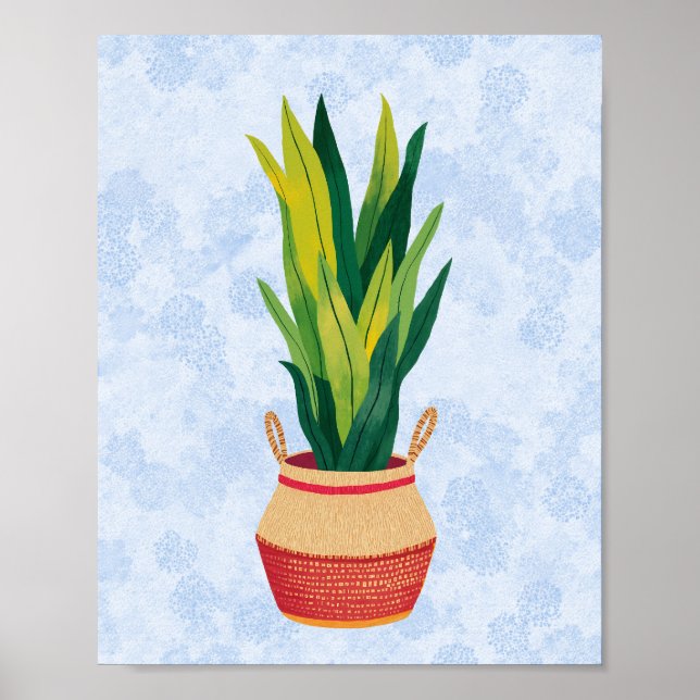 Blue Snake Plant Painted Poster (Front)