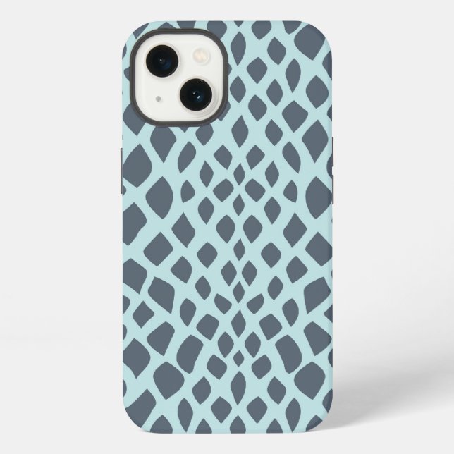 Blue Snake Print Iphone Case (Back)