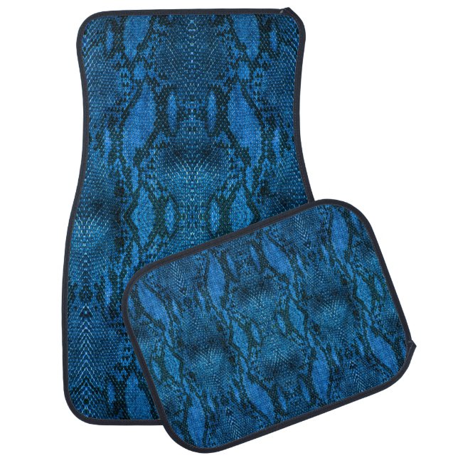 Blue Snake Skin Print Car Floor Mat (Set)