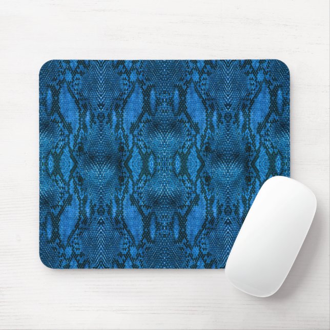 Blue Snake Skin Print Mouse Pad (With Mouse)