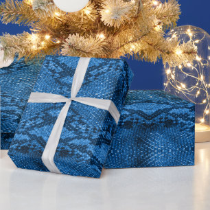 Blue Snake Skin Print Wrapping Paper