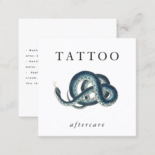 Blue Snake Tattoo Aftercare Instructions Modern Square Business Card