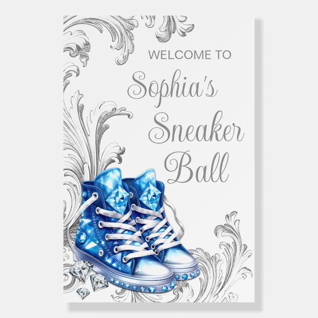 Blue Sneaker Ball Welcome Sign (Front)