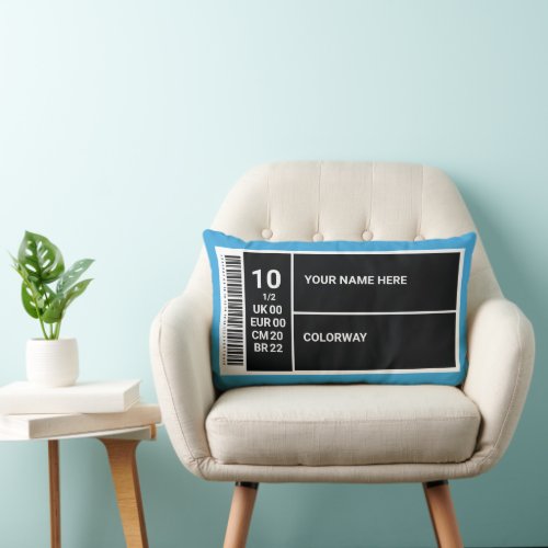 Blue Sneaker Room Customizable Shoe Box Label 12  Lumbar Pillow