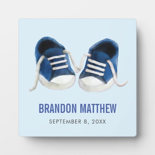 Blue Sneakers Baby Plaque Baby Shoes Picture Plaque
