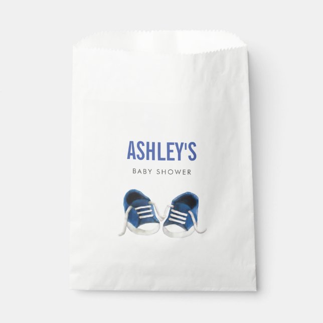 Blue Sneakers Baby Shower Favor Bag Treat Sacks (Front)