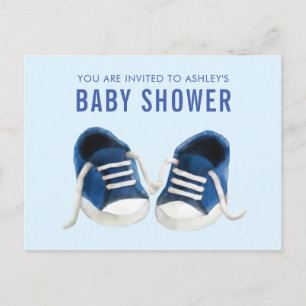 Blue Sneakers Baby Shower Invitation Postcard