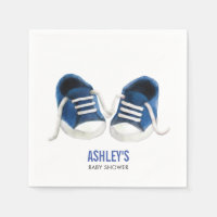 Blue Sneakers Baby Shower Napkins, Boy Baby Shower Napkins