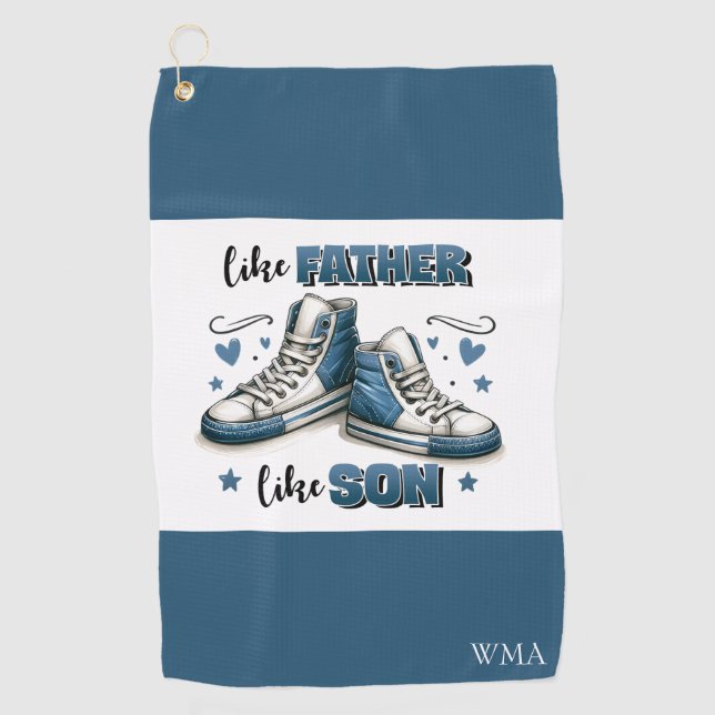 Blue Sneakers Like Father, Like Son Golf Towel (Front)