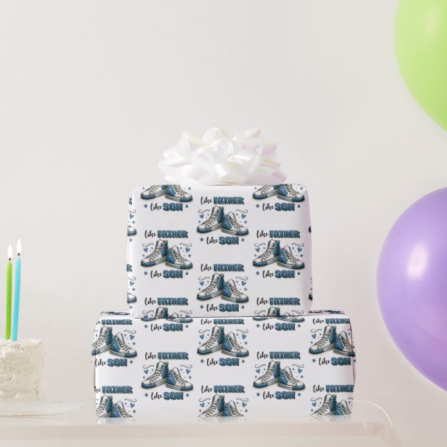 Blue Sneakers Like Father, Like Son Wrapping Paper (Party Gifts)