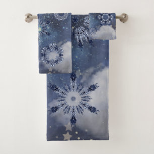 Blue Snow Bath Towel Set