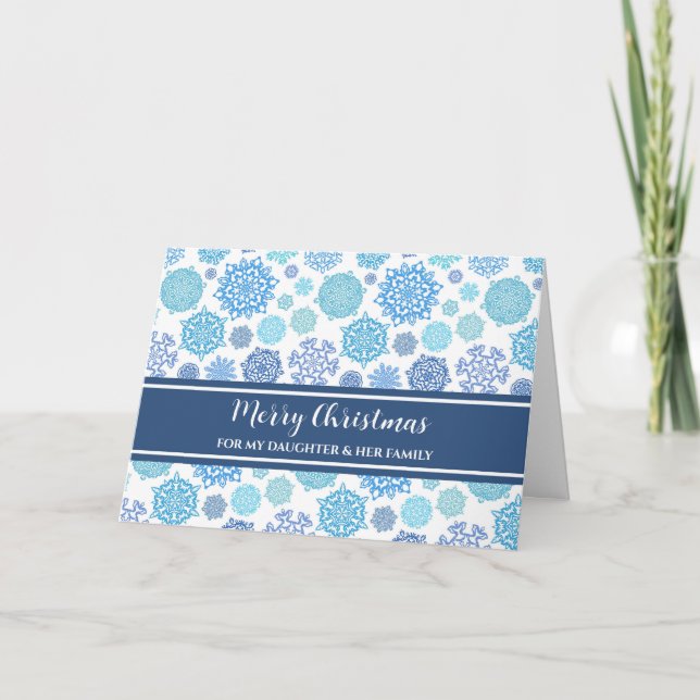 Blue Snow Daughter & Family Merry Christmas Card (Front)