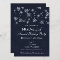 blue snow festive Corporate holiday party Invitation