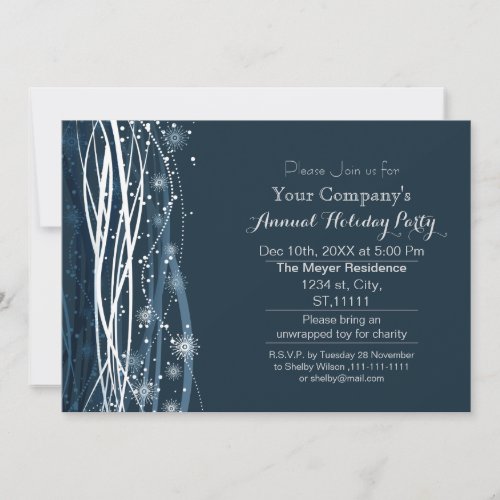 blue snow Festive Corporate holiday party Invite