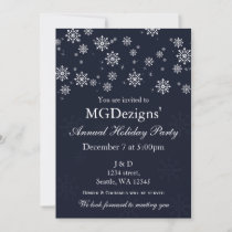 blue snow festive Corporate holiday party Invites