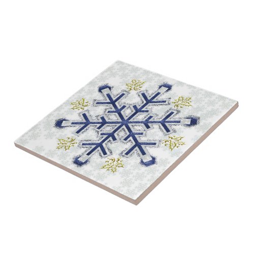 Blue Snow Flake _ TileTrivet 5 Tile