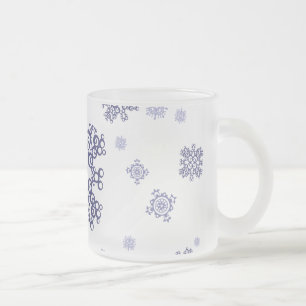 Blue Snow Frosted Glass Coffee Mug