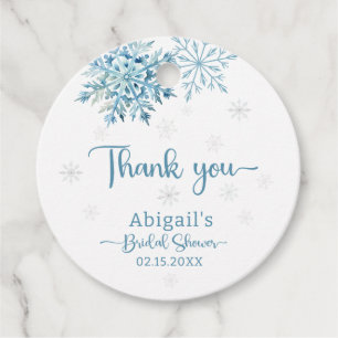 BLUE SNOW IN LOVE BRIDAL SHOWER FAVOR TAGS