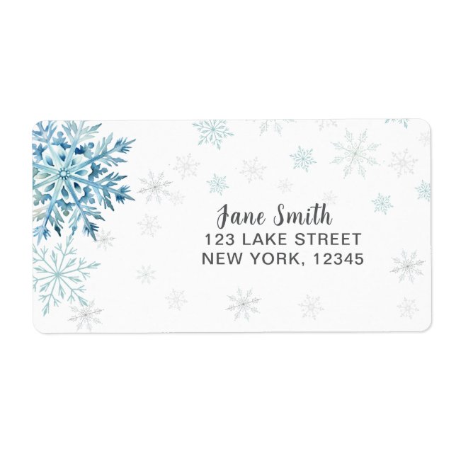 BLUE SNOW IN LOVE BRIDAL SHOWER LABEL (Front)