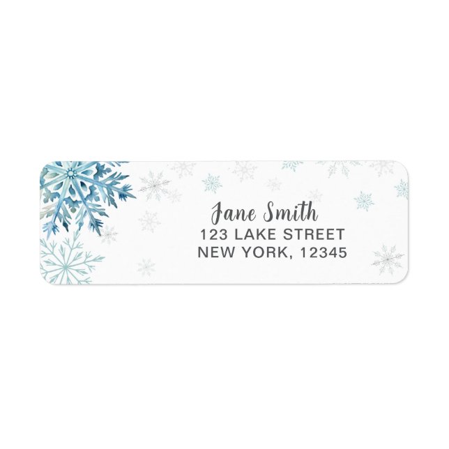 BLUE SNOW IN LOVE BRIDAL SHOWER LABEL (Front)