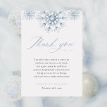Blue Snow in Love Bridal Shower Thank You Card<br><div class="desc">Celebrate love with our Blue Snow in Love Bridal Shower thank you cards,  featuring elegant watercolor snowflakes in soft dusty blue. The modern calligraphy script and silver glitter accents add a chic,  festive touch,  perfect for a winter wonderland bridal shower.</div>