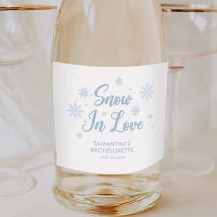 Blue Snow in love Winter Ski Bachelorette  Sparkling Wine Label