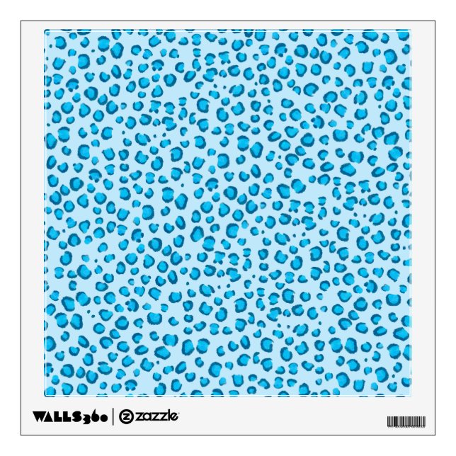 Blue Snow Leopard Pattern Animal Print Wall Decal (Front)