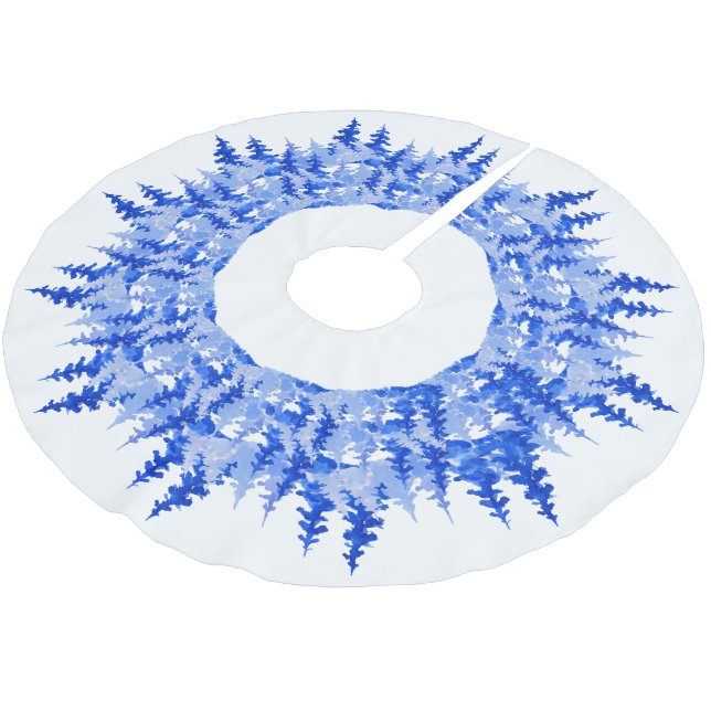 Blue snow Merry Christmas Holly Xmas tree Brushed Polyester Tree Skirt (Angled)