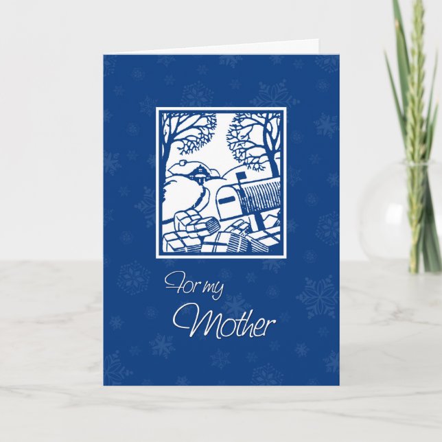 Blue Snow Scene Mother Christmas Card (Front)