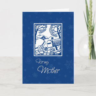 Blue Snow Scene Mother Christmas Card