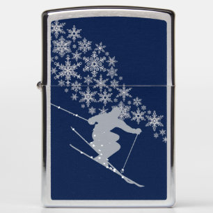 Blue Snow Ski Snowflake Zippo Lighter