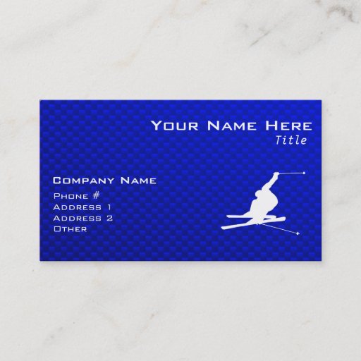 Customizable Blue Snow Skiing Business Cards