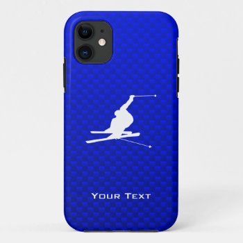 Blue Snow Skiing Iphone 11 Case by SportsWare at Zazzle