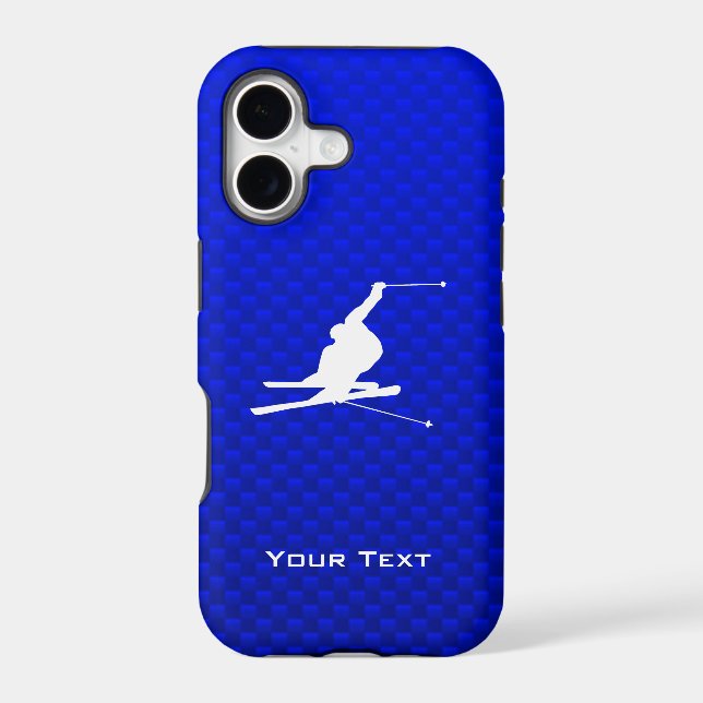 Blue Snow Skiing Iphone Case (Back)