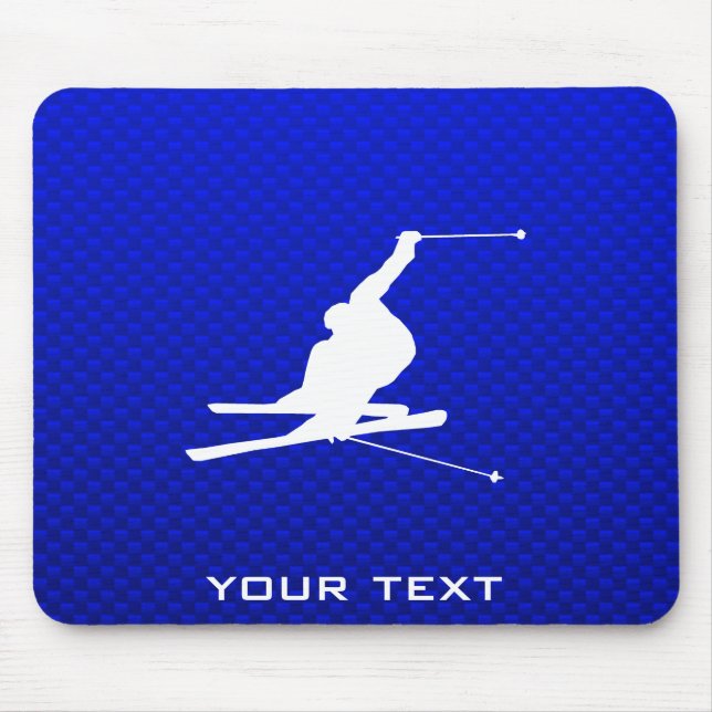 Blue Snow Skiing Mouse Pad (Front)