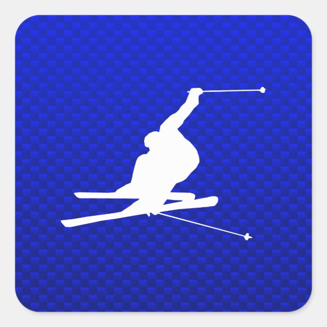 Blue Snow Skiing Square Sticker (Front)