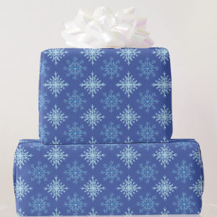 Blue Snow Snowflakes Winter Gift Wrapping Paper