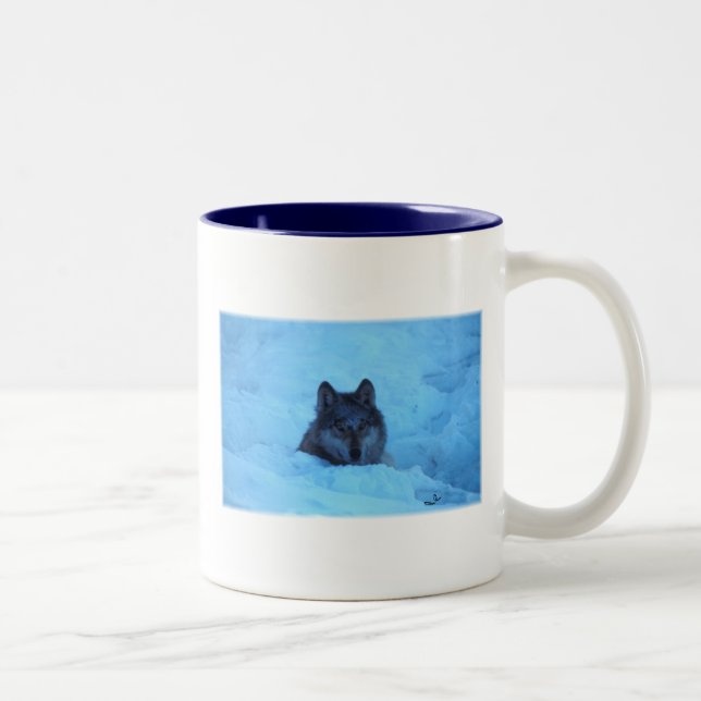 Blue Snow Timber Wolf Mug (Right)