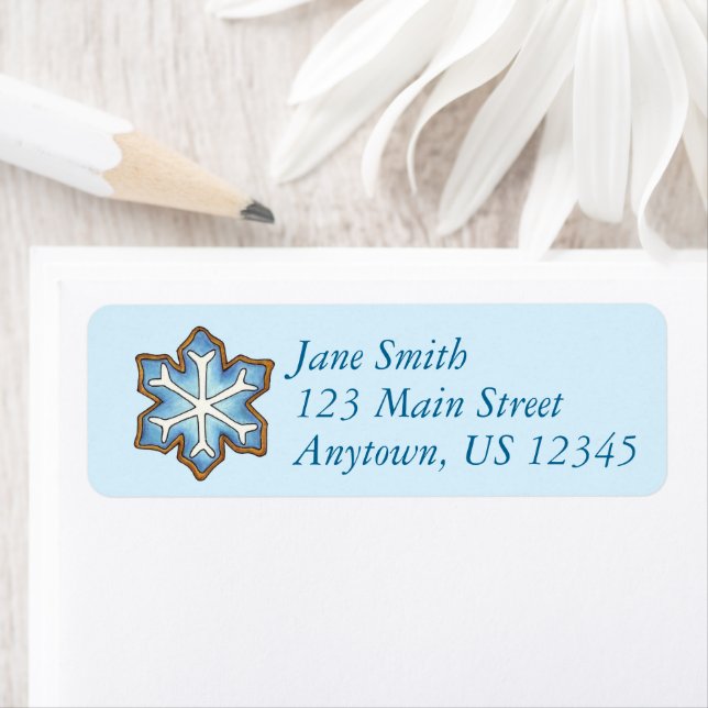 Blue Snow Winter Snowflake Hanukkah Chanukah Label (Insitu)