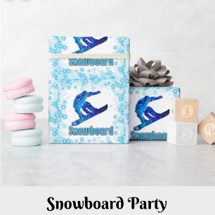 Blue Snowboarder Wrapping Paper