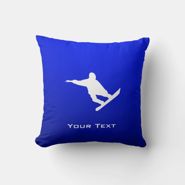 Blue Snowboarding Throw Pillow (Front)