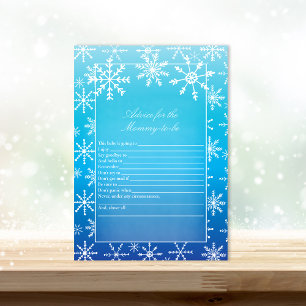 Blue Snowflake Advice For Mommy Baby Shower Game Invitation