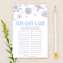 Blue Snowflake Alphabet Baby Shower Game Stationery