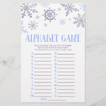 Blue Snowflake Alphabet Baby Shower Game Stationery