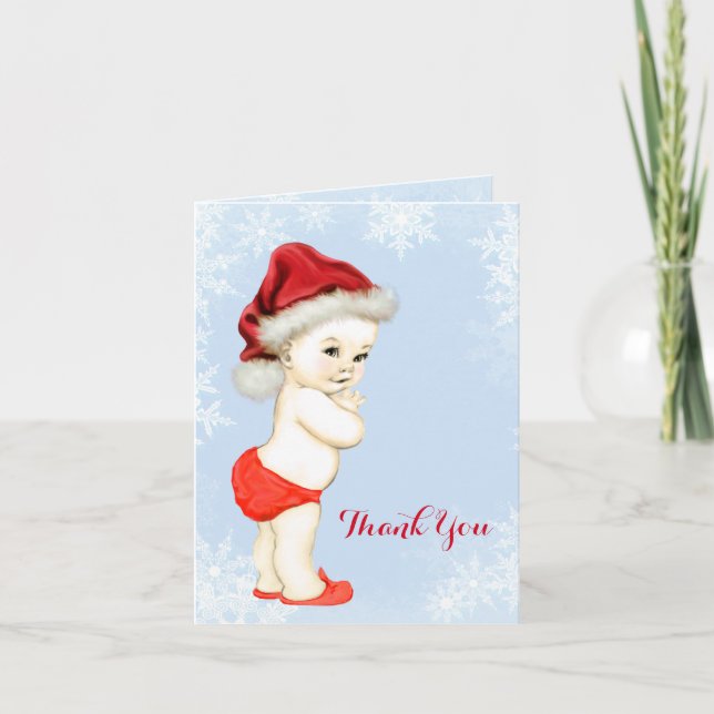 Blue Snowflake Baby Boy Shower Thank You (Front)