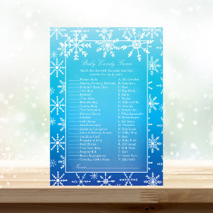 Blue Snowflake Baby Candy Baby Shower Game Invitation