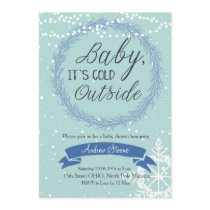 Blue Snowflake Baby It's Cold Outside Invitation