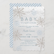 Blue Snowflake Baby Its Cold Virtual Baby Shower Invitation