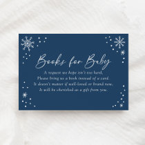 Blue Snowflake Baby Shower Books for Baby Enclosure Card